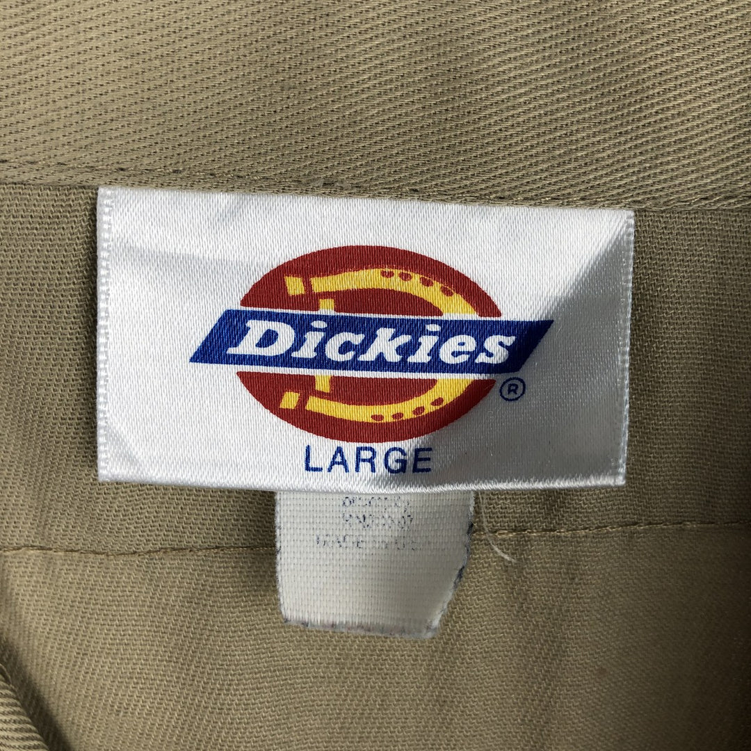 Dickies short sleeve work shirt, men's size L polyester Beige type Vintage Second Hand