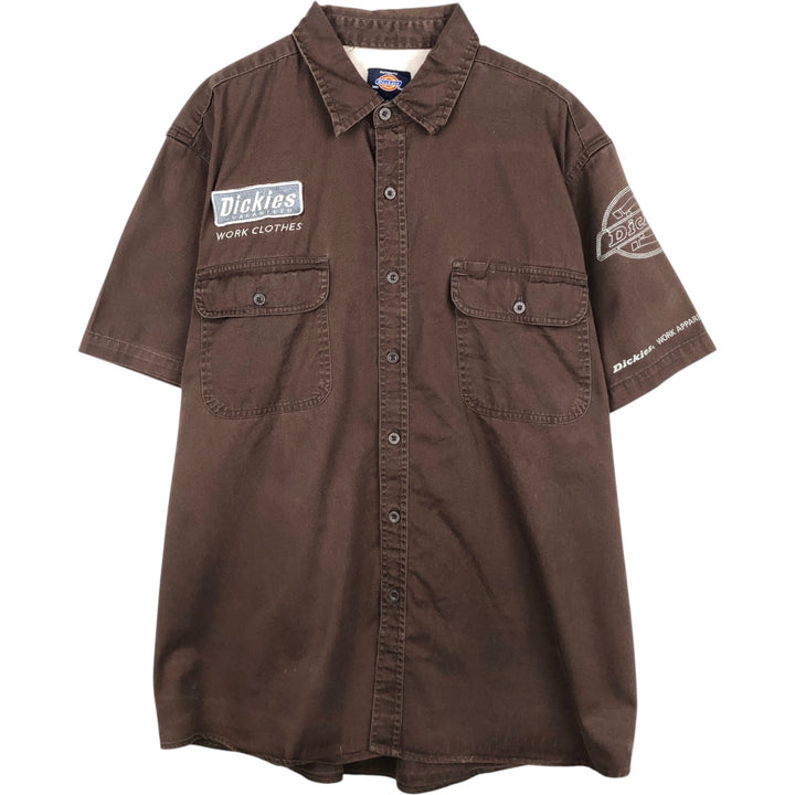 Dickies short-sleeved work shirt, men's size XL. cotton brown type Vintage Second Hand