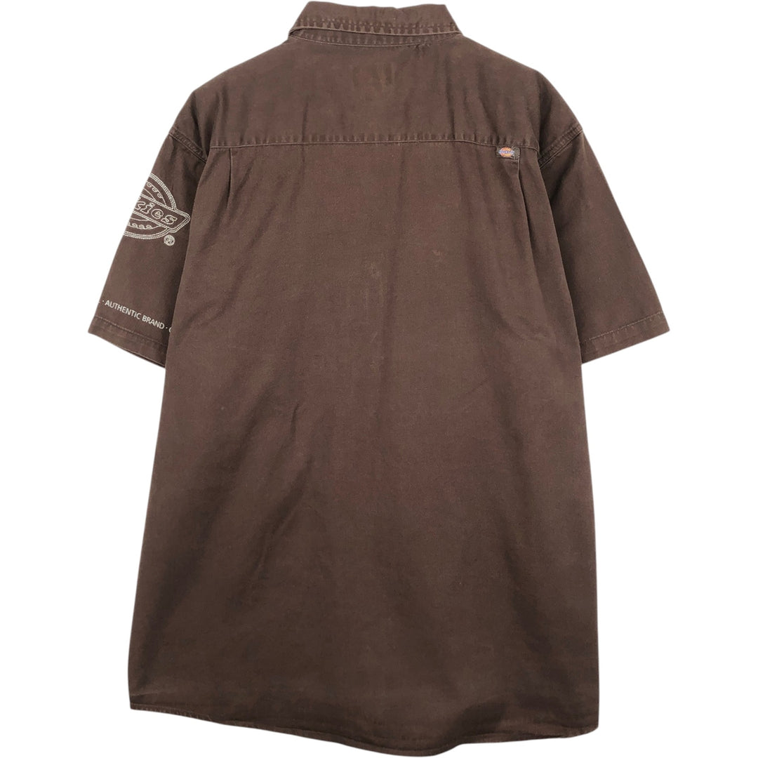 Dickies short-sleeved work shirt, men's size XL. cotton brown type Vintage Second Hand