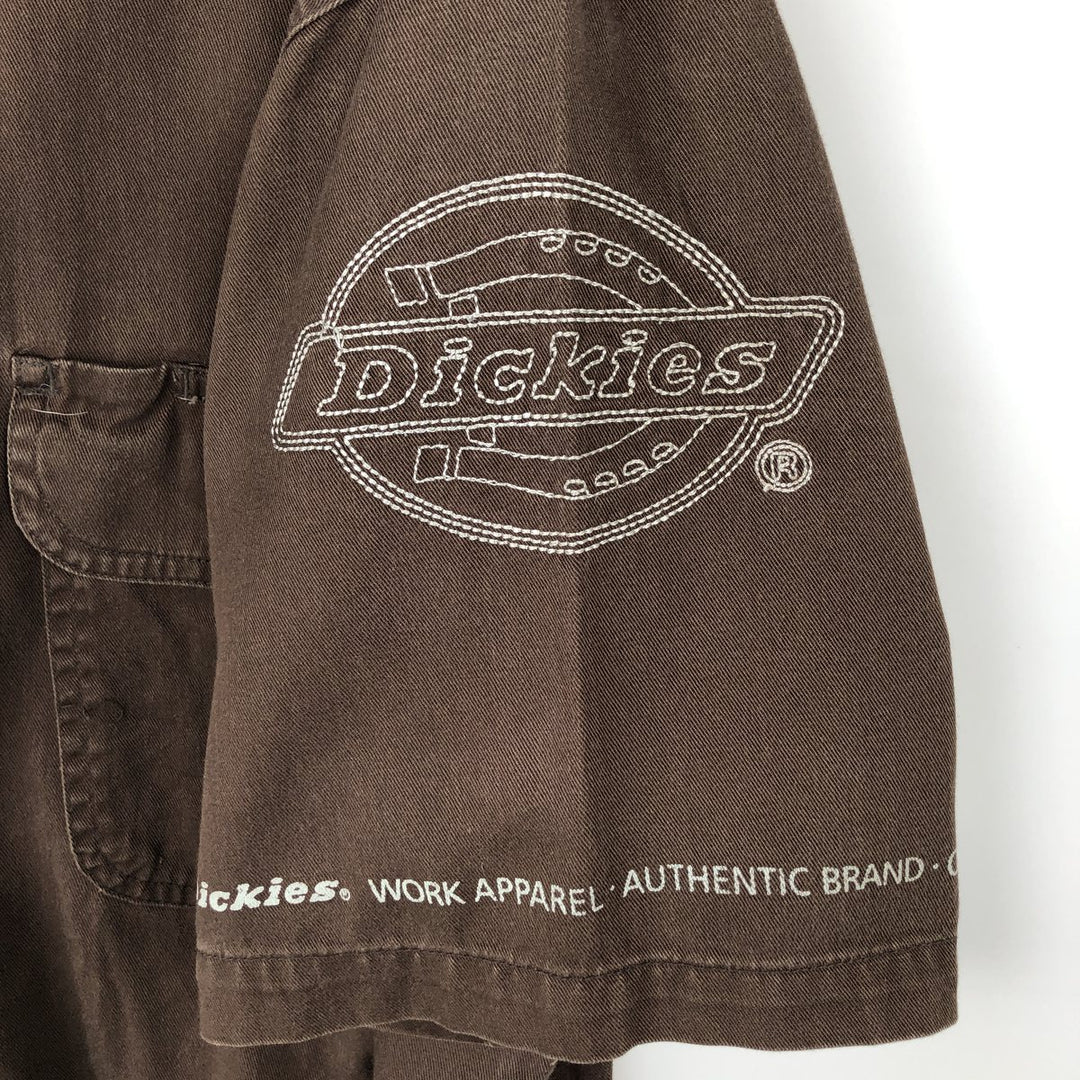 Dickies short-sleeved work shirt, men's size XL. cotton brown type Vintage Second Hand
