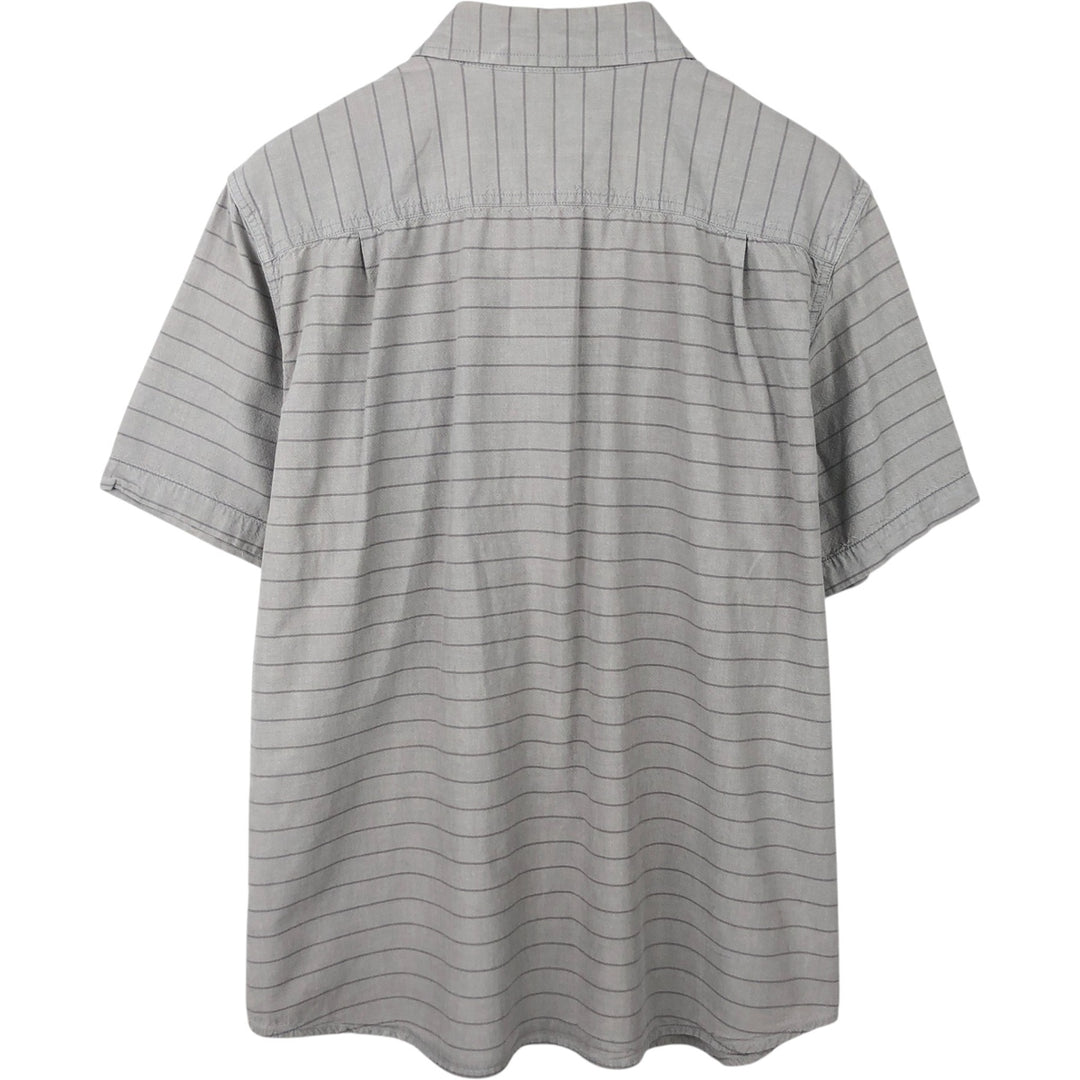 Carhartt Loose Fit Striped Pattern Button-Down Short-Sleeve Work Shirt (Men's XL equivalent) cotton gray type Vintage Second Hand