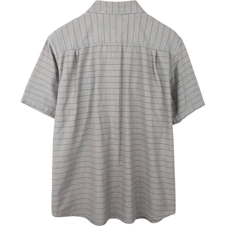 Carhartt Loose Fit Striped Pattern Button-Down Short-Sleeve Work Shirt (Men's XL equivalent) cotton gray type Vintage Second Hand