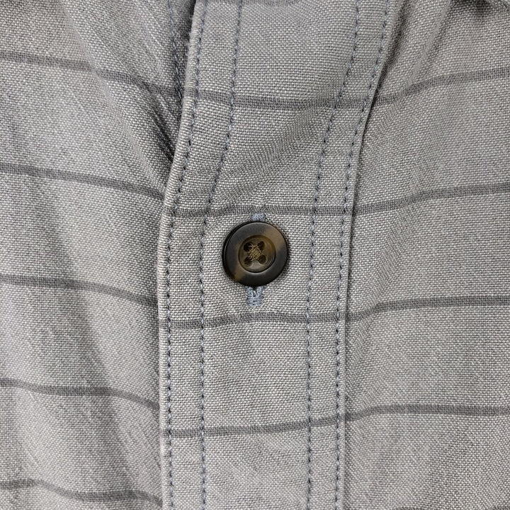 Carhartt Loose Fit Striped Pattern Button-Down Short-Sleeve Work Shirt (Men's XL equivalent) cotton gray type Vintage Second Hand