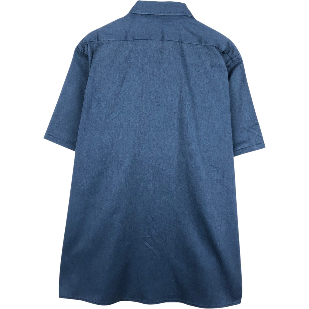70s-80'S Big Ben Short-Sleeve Work Shirt, Boxy Shirt, Made in USA, Men's Size L (Equivalent), Vintage polyester navy blue type Vintage Second Hand