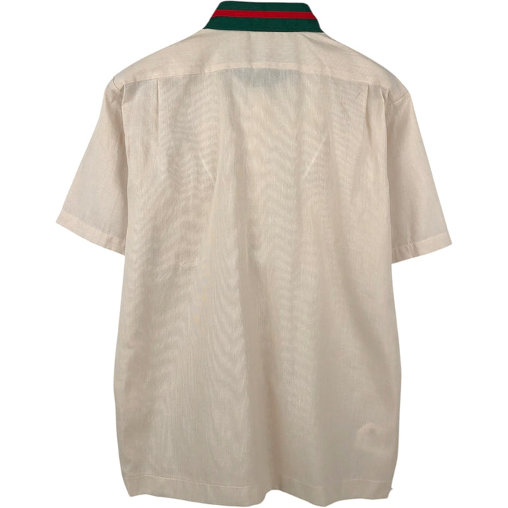 70s-80'S Unitog COCA-COLA Stripe Pattern Short-Sleeve Work Shirt, Boxy Shirt, Made in USA, Men's Size L (Equivalent), Vintage polyester Beige type Vintage Second Hand