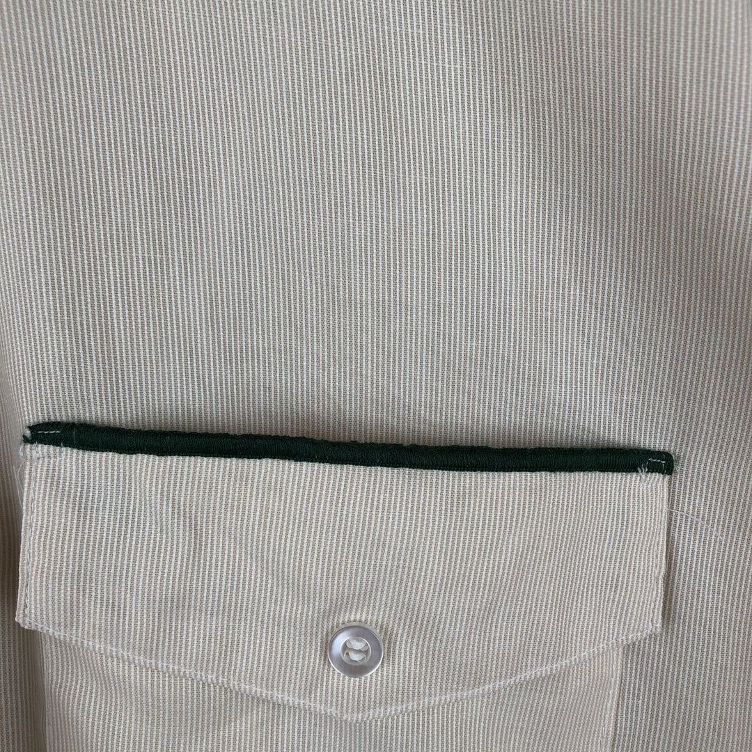 70s-80'S Unitog COCA-COLA Stripe Pattern Short-Sleeve Work Shirt, Boxy Shirt, Made in USA, Men's Size L (Equivalent), Vintage polyester Beige type Vintage Second Hand