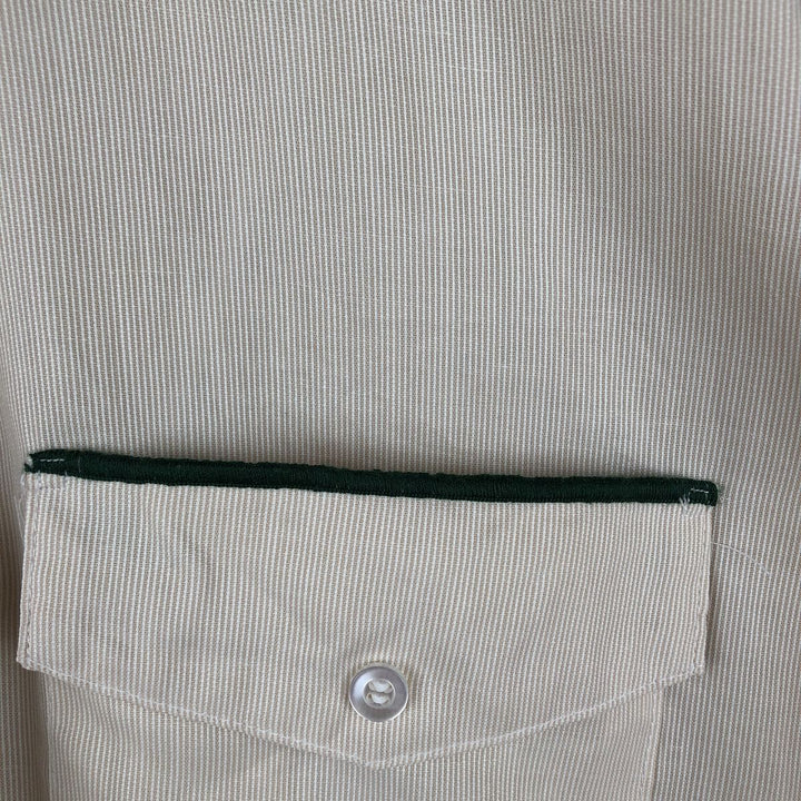 70s-80'S Unitog COCA-COLA Stripe Pattern Short-Sleeve Work Shirt, Boxy Shirt, Made in USA, Men's Size L (Equivalent), Vintage polyester Beige type Vintage Second Hand