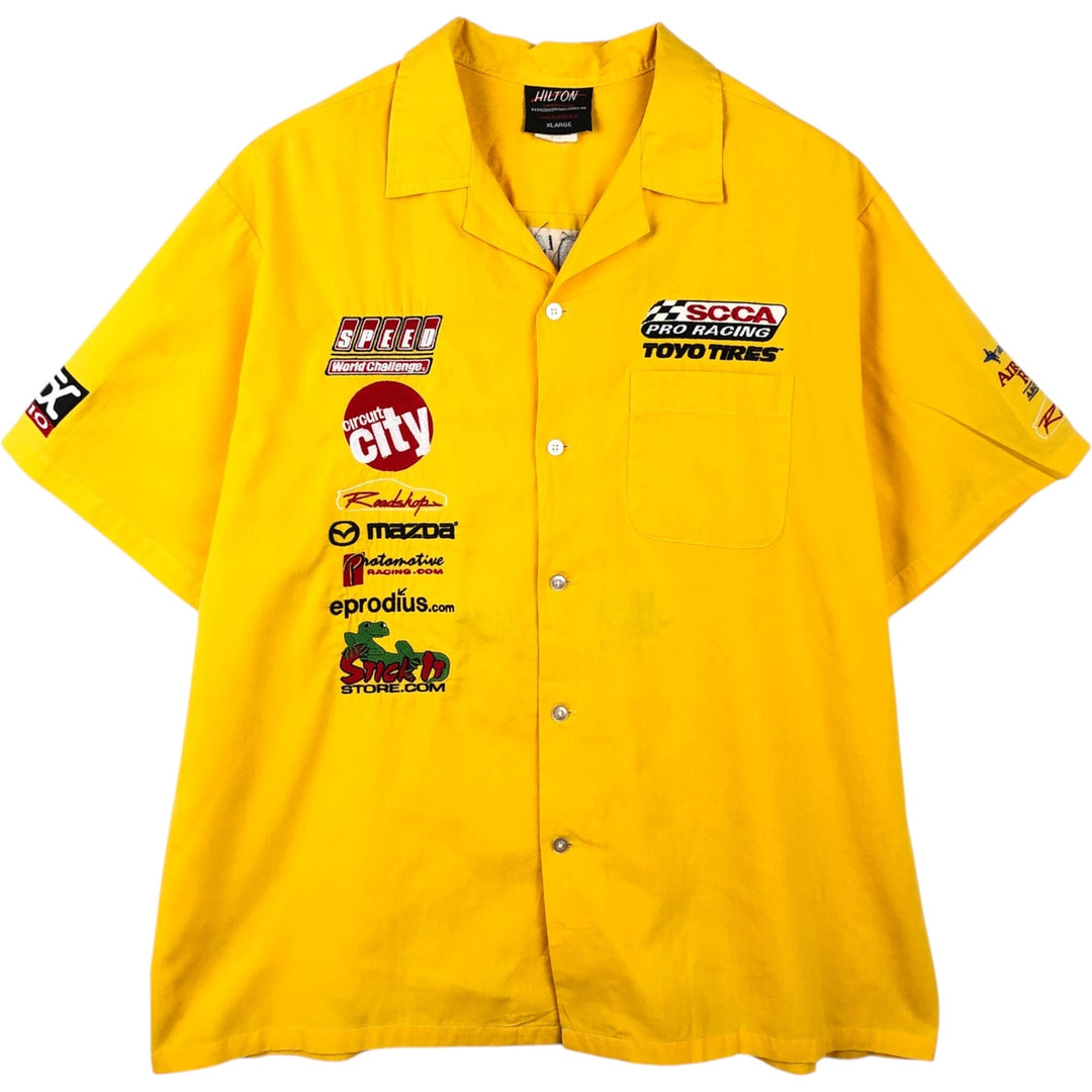 Hilton HILTON Open Collar Bowling Shirt Box Shirt Men's XL Size cotton yellow type Vintage Second Hand