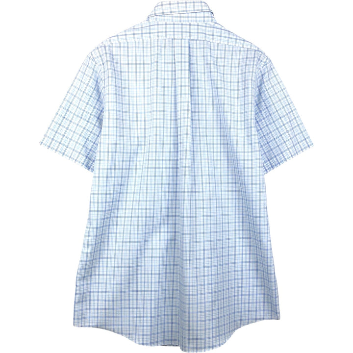 Brooks Brothers Short Sleeve Button Down Check Shirt Men's Size L cotton Blue type light blue Vintage Second Hand