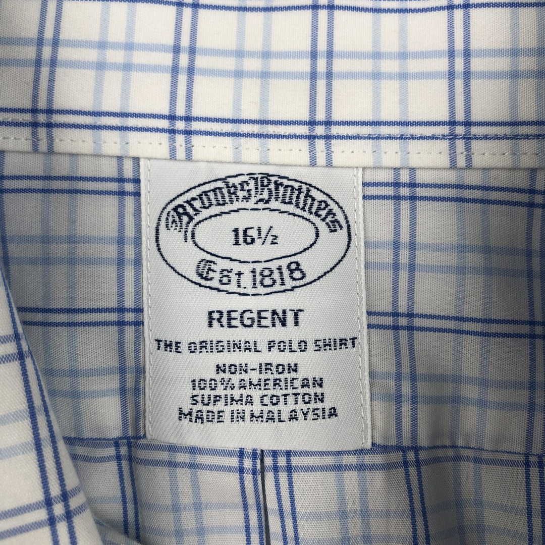 Brooks Brothers Short Sleeve Button Down Check Shirt Men's Size L cotton Blue type light blue Vintage Second Hand