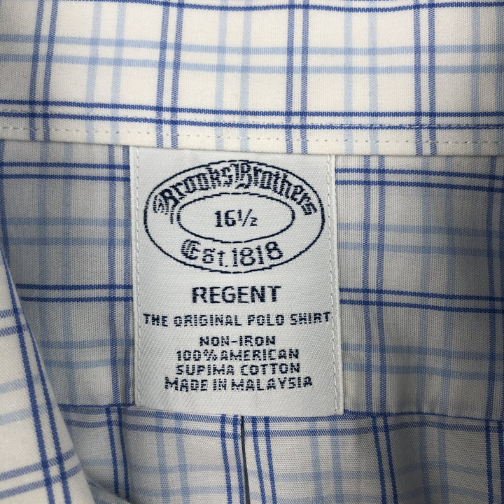 Brooks Brothers Short Sleeve Button Down Check Shirt Men's Size L cotton Blue type light blue Vintage Second Hand