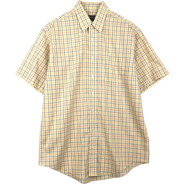 Brooks Brothers Short-Sleeve Button-Down Check Shirt, Men's Size M (approx.) cotton yellow type Vintage Second Hand