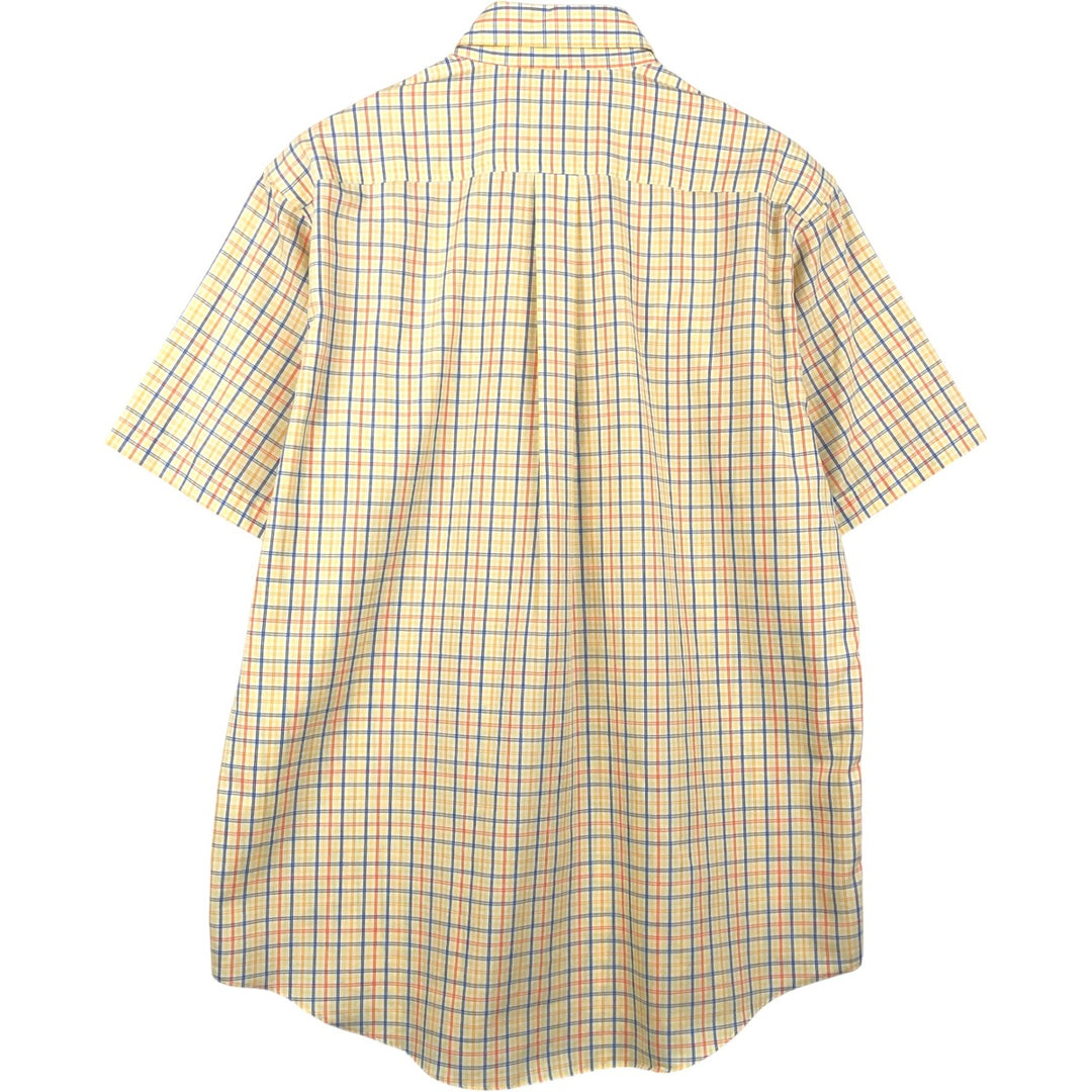 Brooks Brothers Short-Sleeve Button-Down Check Shirt, Men's Size M (approx.) cotton yellow type Vintage Second Hand