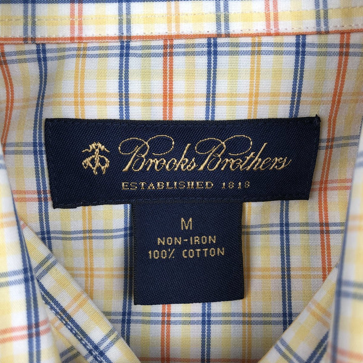 Brooks Brothers Short-Sleeve Button-Down Check Shirt, Men's Size M (approx.) cotton yellow type Vintage Second Hand