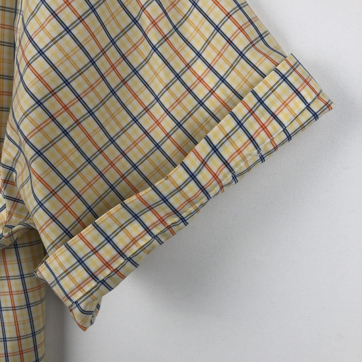 Brooks Brothers Short-Sleeve Button-Down Check Shirt, Men's Size M (approx.) cotton yellow type Vintage Second Hand