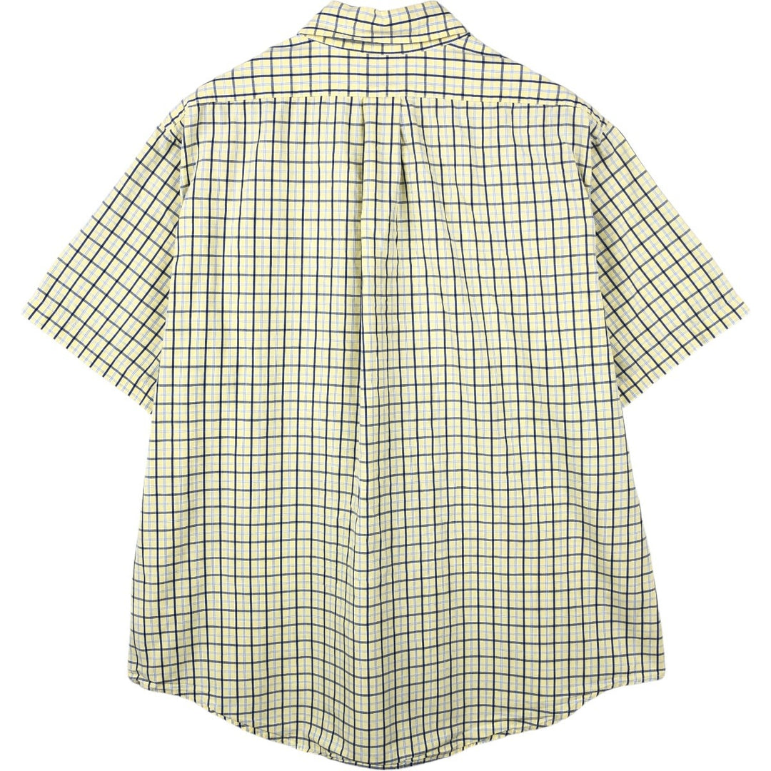 Brooks Brothers 346 short sleeve button down check shirt, men's size XL cotton yellow type Vintage Second Hand
