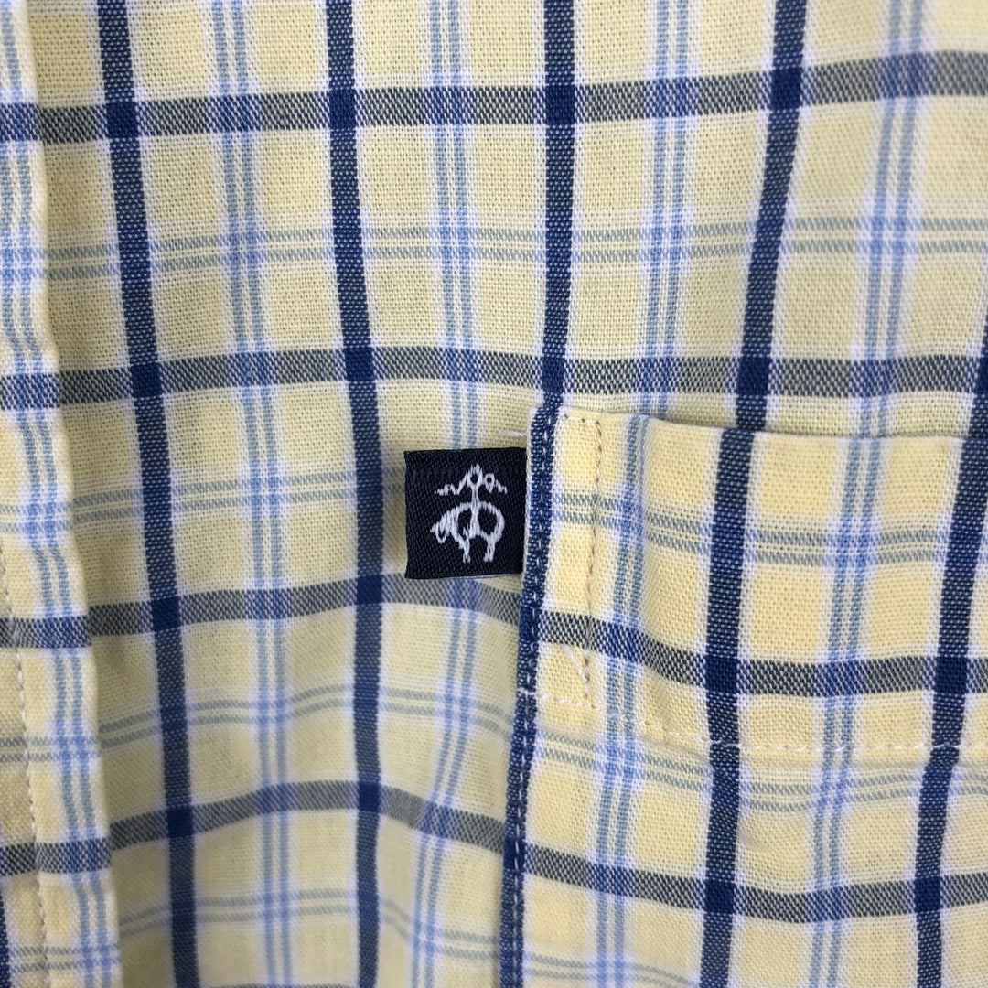 Brooks Brothers 346 short sleeve button down check shirt, men's size XL cotton yellow type Vintage Second Hand