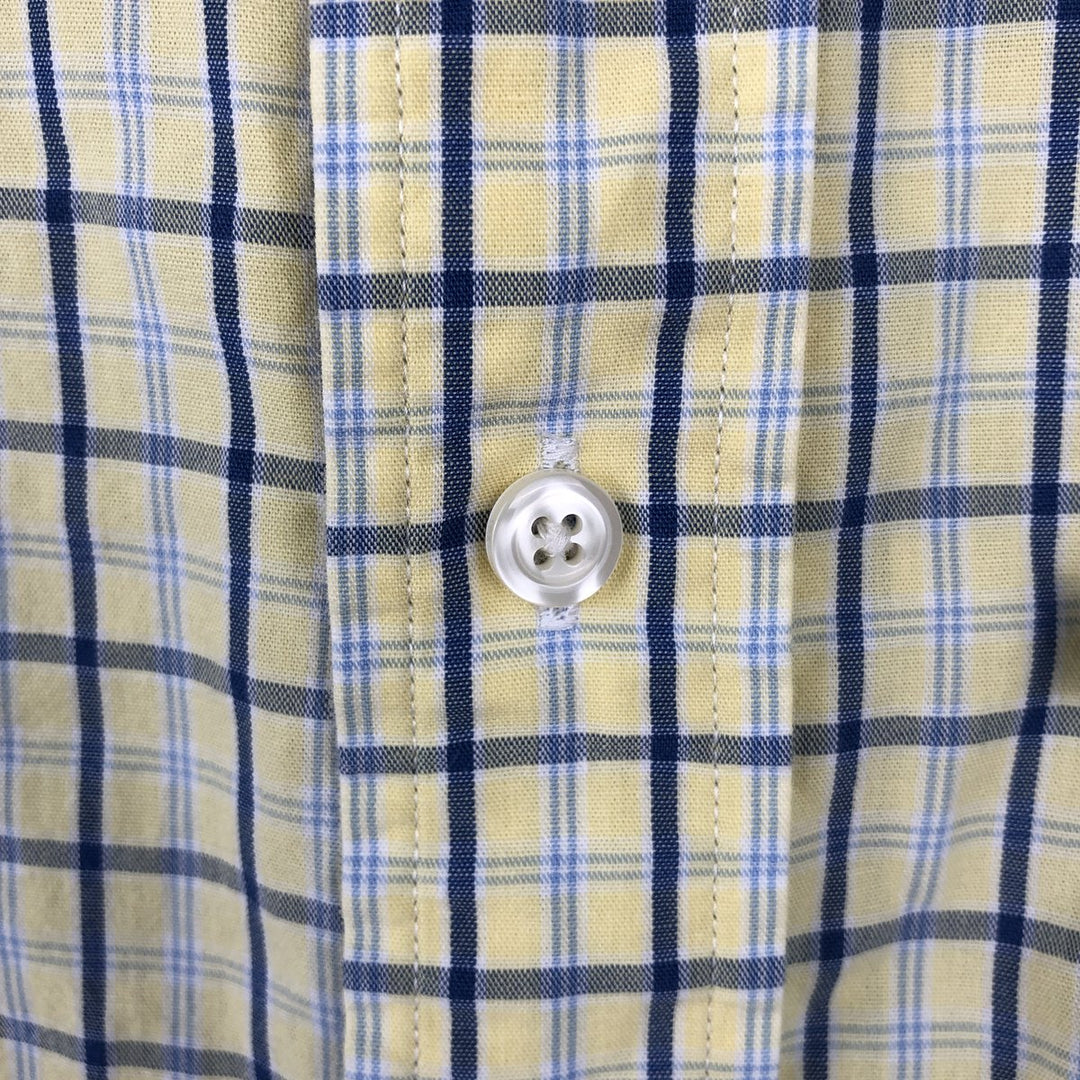 Brooks Brothers 346 short sleeve button down check shirt, men's size XL cotton yellow type Vintage Second Hand
