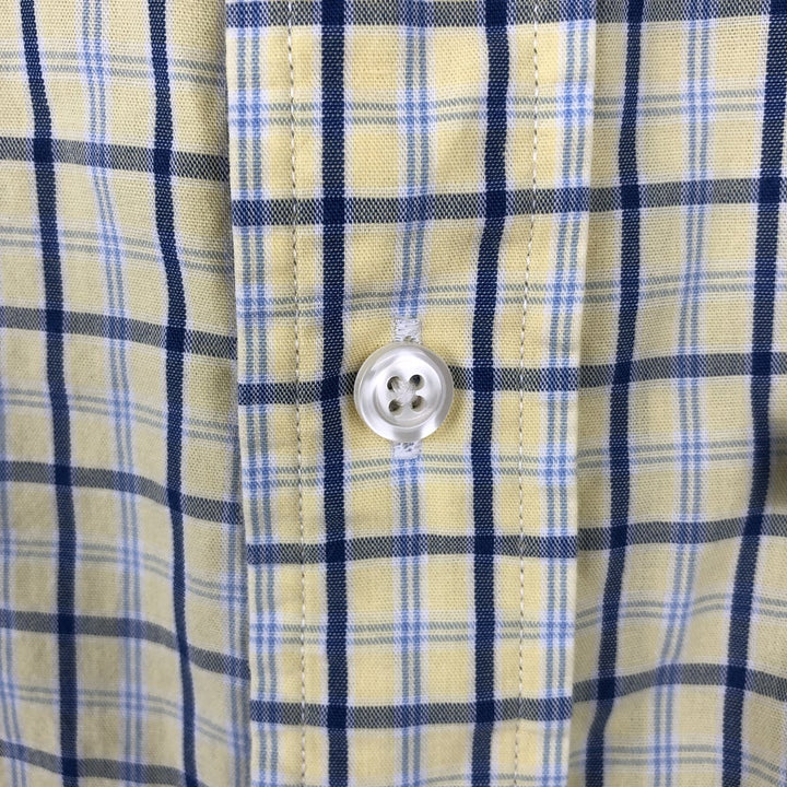 Brooks Brothers 346 short sleeve button down check shirt, men's size XL cotton yellow type Vintage Second Hand