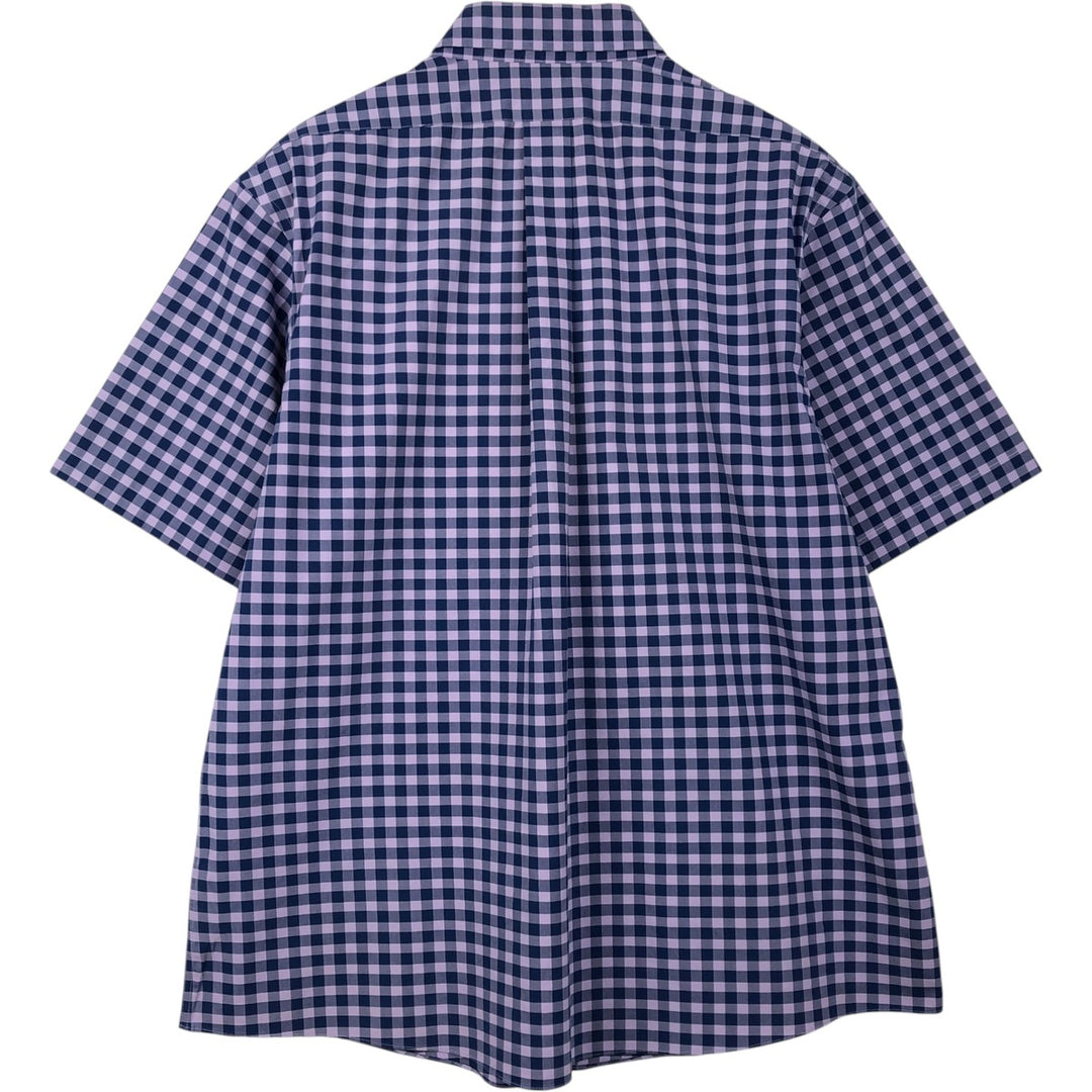 Brooks Brothers Est.1818 Gingham Check Short Sleeve Button-Down Check Shirt Men's XL cotton purple type Vintage Second Hand