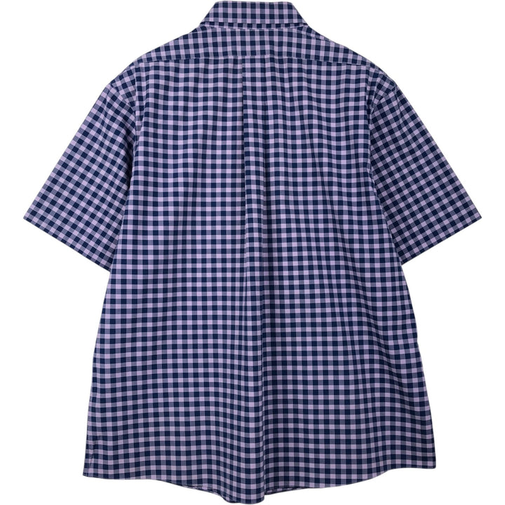 Brooks Brothers Est.1818 Gingham Check Short Sleeve Button-Down Check Shirt Men's XL cotton purple type Vintage Second Hand