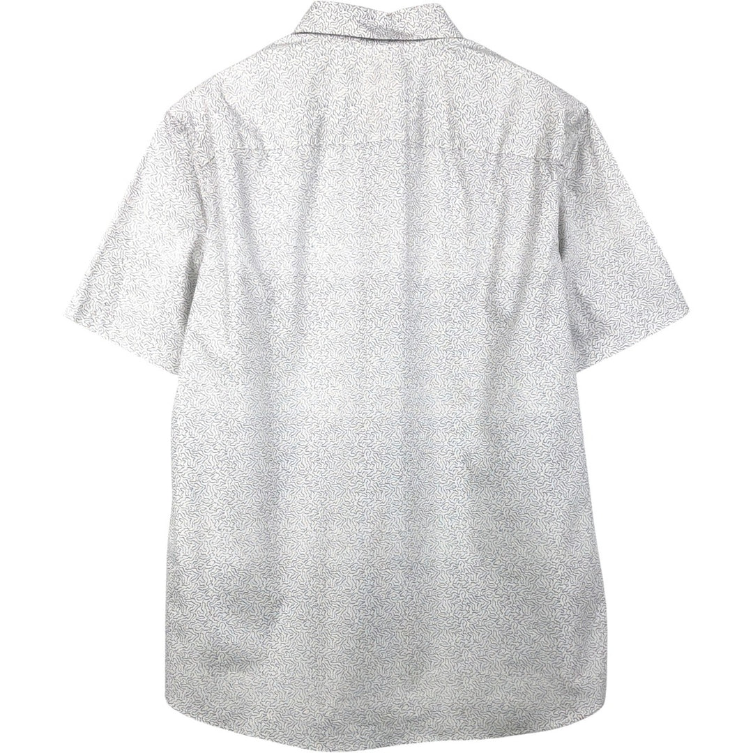 Calvin Klein all-over print wide collar short-sleeved cotton shirt, men's size M. cotton white type Vintage Second Hand
