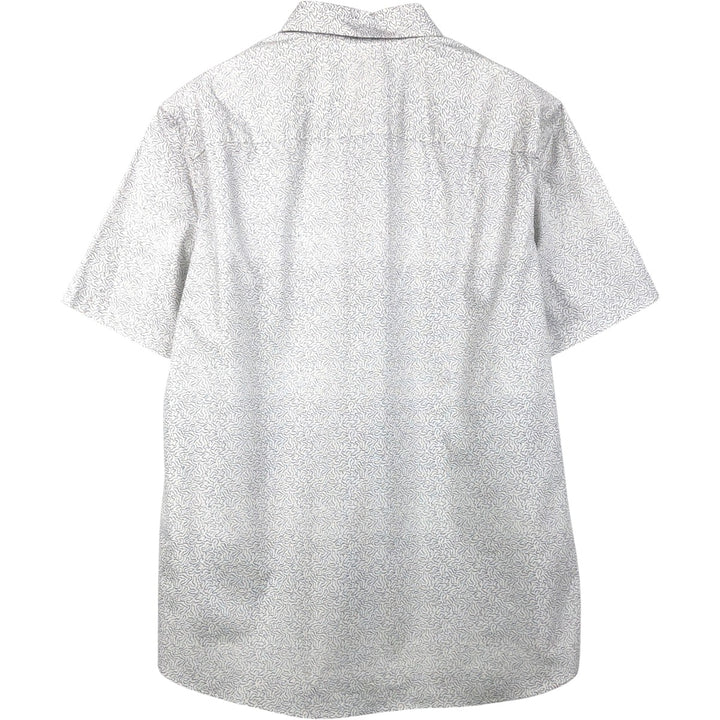 Calvin Klein all-over print wide collar short-sleeved cotton shirt, men's size M. cotton white type Vintage Second Hand