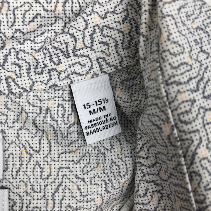 Calvin Klein all-over print wide collar short-sleeved cotton shirt, men's size M. cotton white type Vintage Second Hand