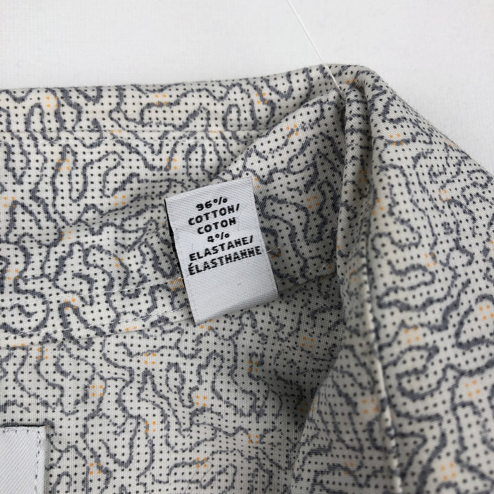 Calvin Klein all-over print wide collar short-sleeved cotton shirt, men's size M. cotton white type Vintage Second Hand