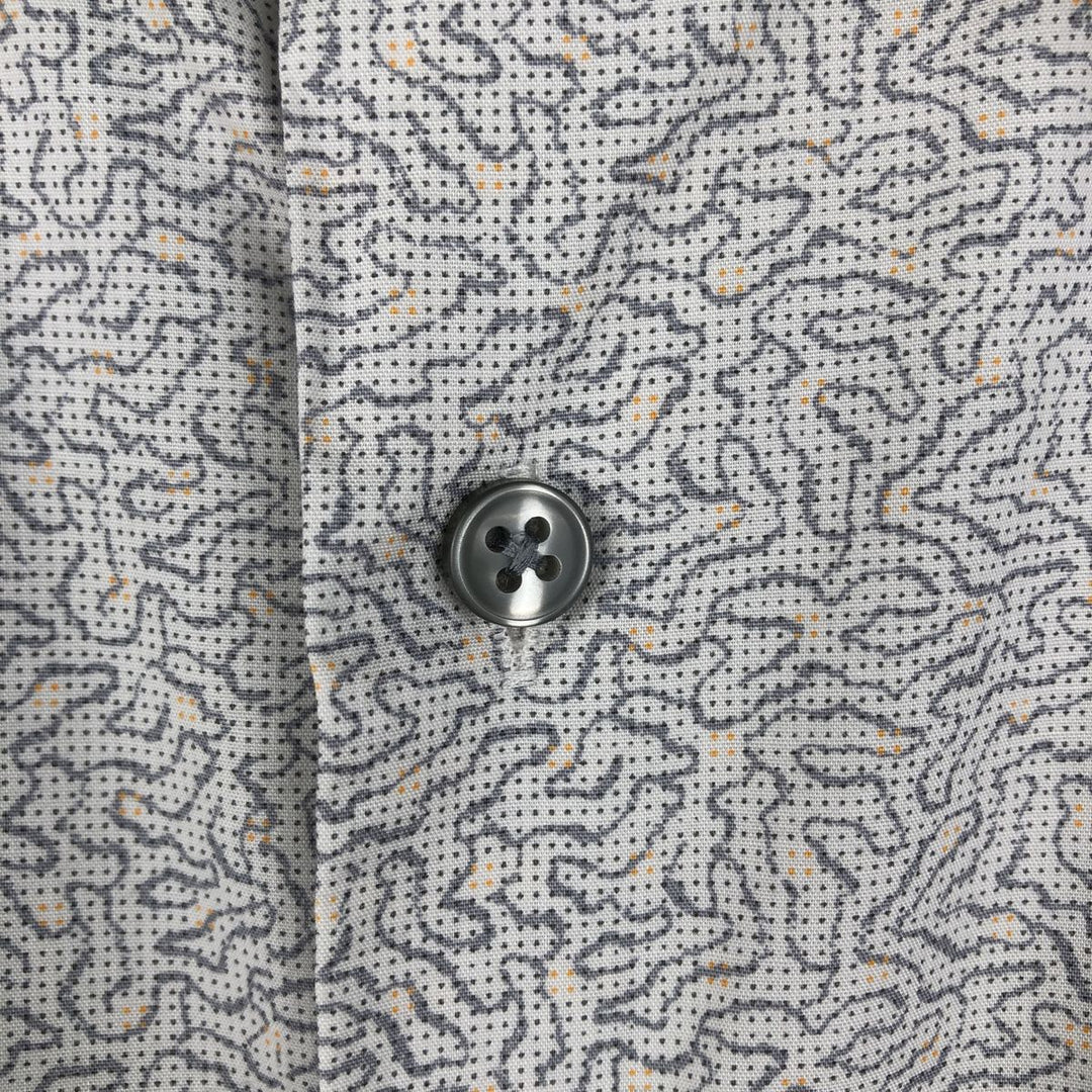 Calvin Klein all-over print wide collar short-sleeved cotton shirt, men's size M. cotton white type Vintage Second Hand