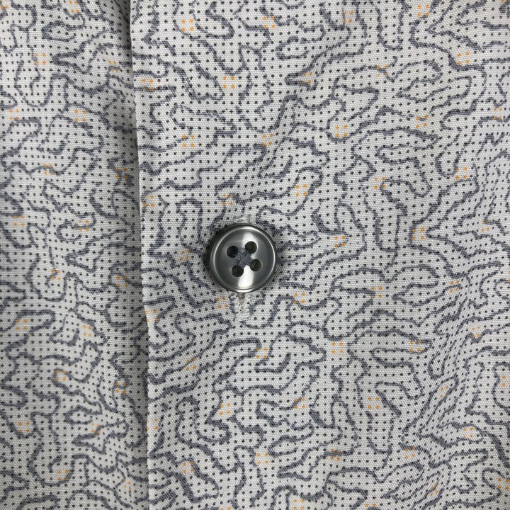 Calvin Klein all-over print wide collar short-sleeved cotton shirt, men's size M. cotton white type Vintage Second Hand