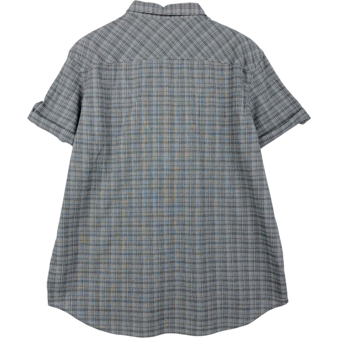 2000'S Calvin Klein classic fit short-sleeved cotton check shirt, men's size XL equivalent. cotton gray type Vintage Second Hand