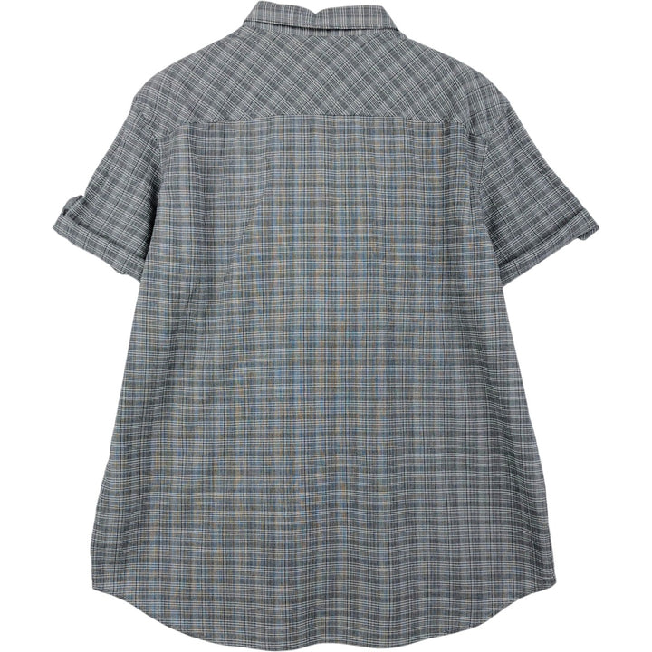 2000'S Calvin Klein classic fit short-sleeved cotton check shirt, men's size XL equivalent. cotton gray type Vintage Second Hand