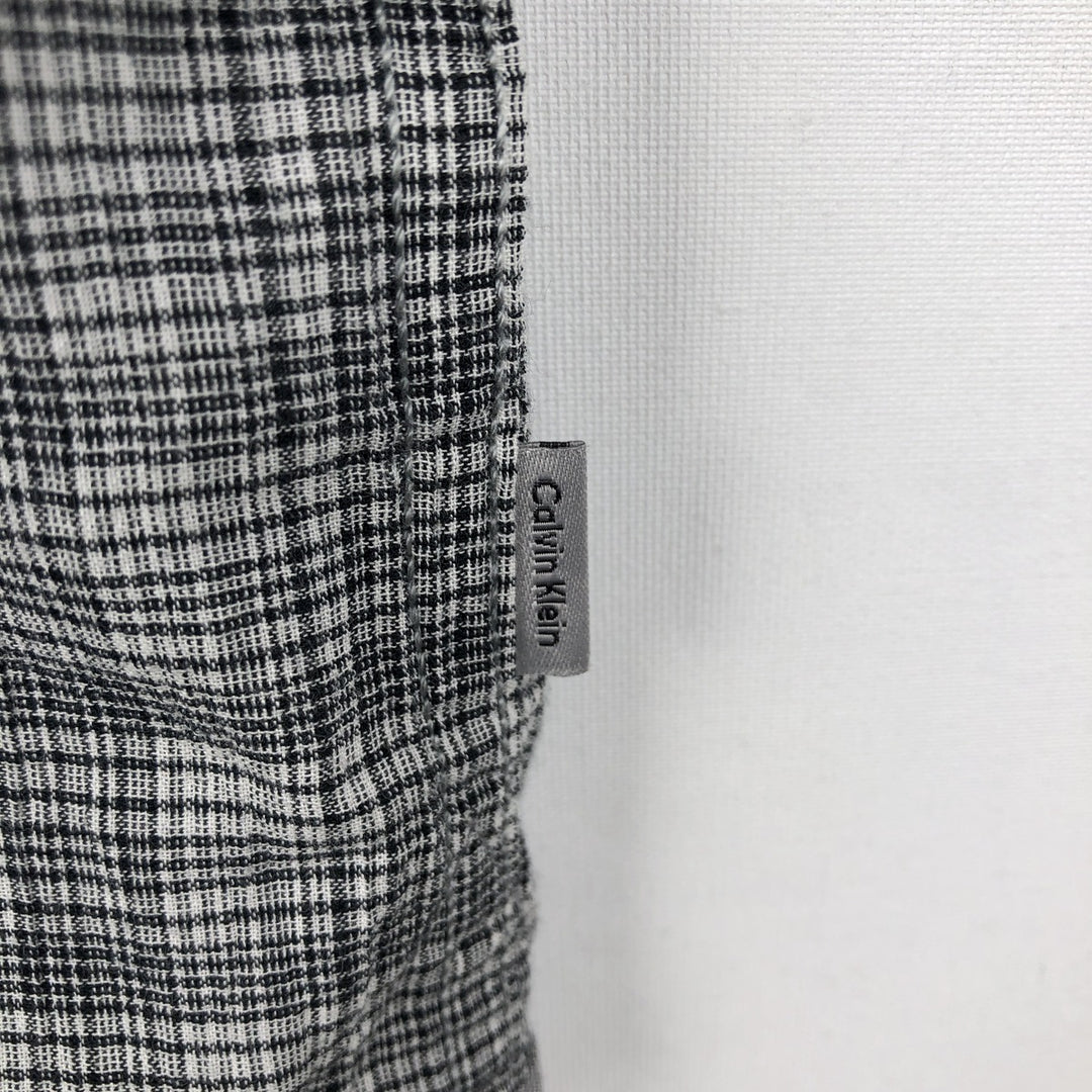 2000'S Calvin Klein classic fit short-sleeved cotton check shirt, men's size XL equivalent. cotton gray type Vintage Second Hand