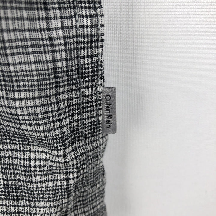2000'S Calvin Klein classic fit short-sleeved cotton check shirt, men's size XL equivalent. cotton gray type Vintage Second Hand