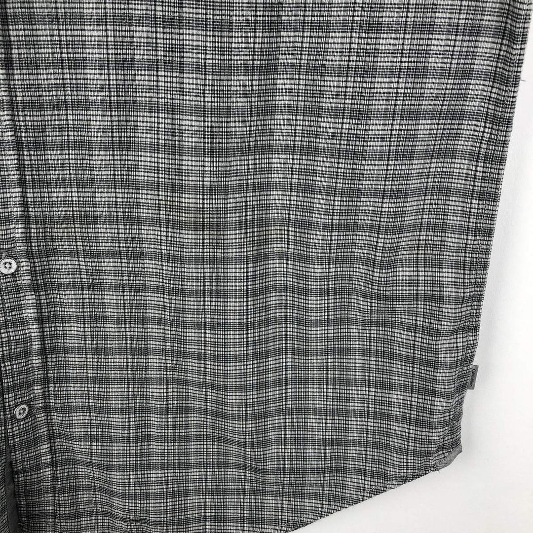 2000'S Calvin Klein classic fit short-sleeved cotton check shirt, men's size XL equivalent. cotton gray type Vintage Second Hand