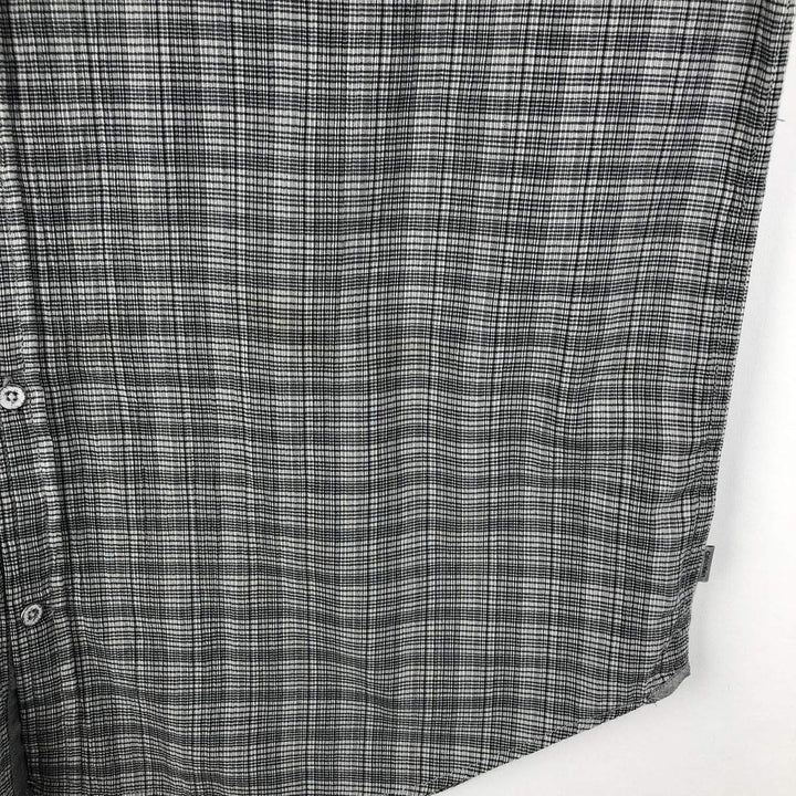 2000'S Calvin Klein classic fit short-sleeved cotton check shirt, men's size XL equivalent. cotton gray type Vintage Second Hand