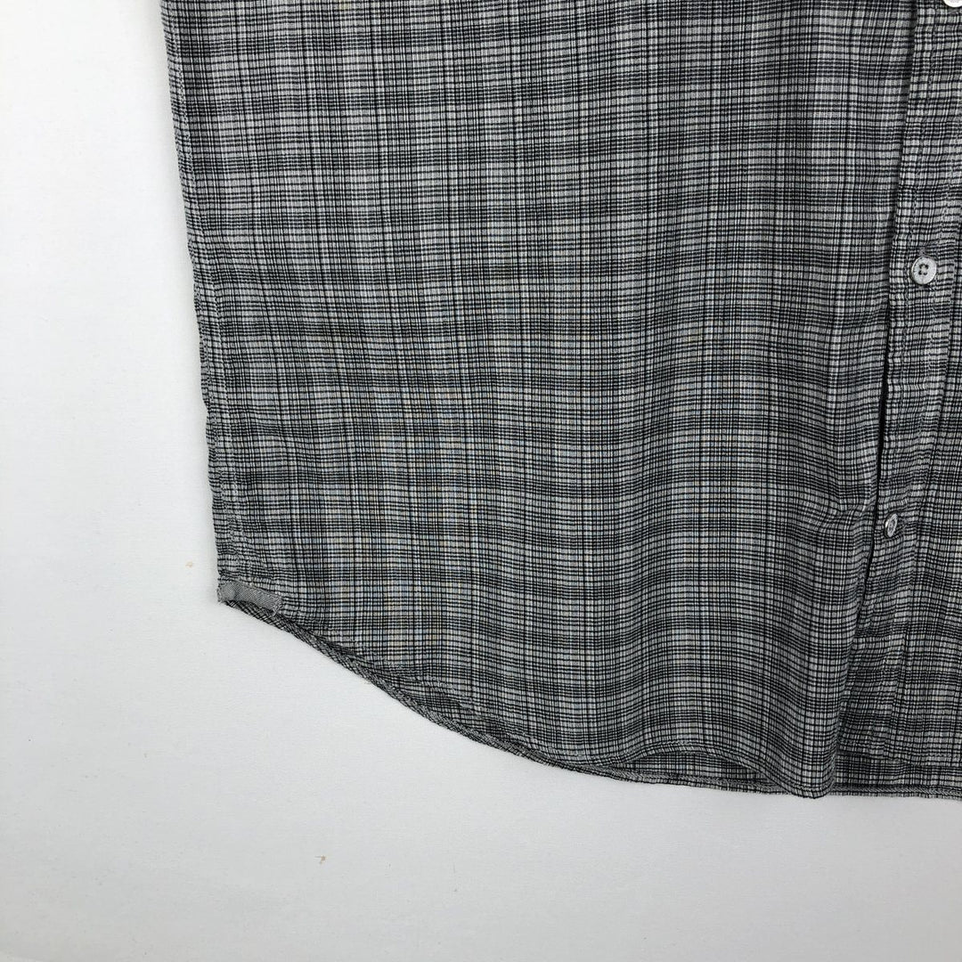 2000'S Calvin Klein classic fit short-sleeved cotton check shirt, men's size XL equivalent. cotton gray type Vintage Second Hand