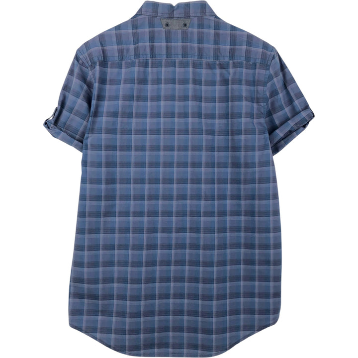 Calvin Klein JEANS Short Sleeve Cotton Check Shirt Men's M Size cotton blue type Vintage Second Hand