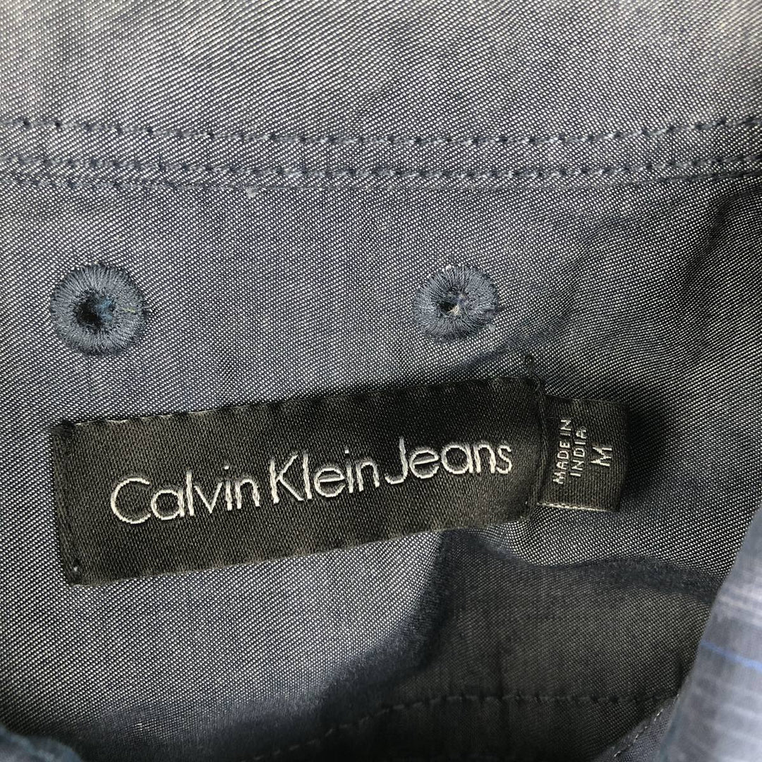 Calvin Klein JEANS Short Sleeve Cotton Check Shirt Men's M Size cotton blue type Vintage Second Hand