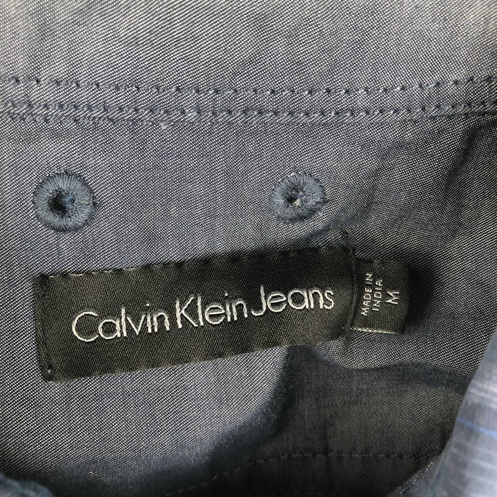 Calvin Klein JEANS Short Sleeve Cotton Check Shirt Men's M Size cotton blue type Vintage Second Hand