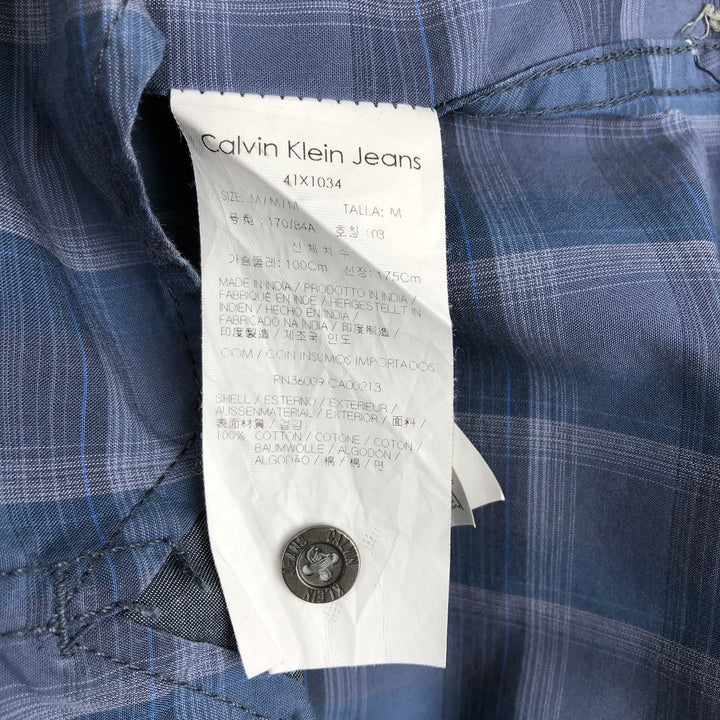 Calvin Klein JEANS Short Sleeve Cotton Check Shirt Men's M Size cotton blue type Vintage Second Hand