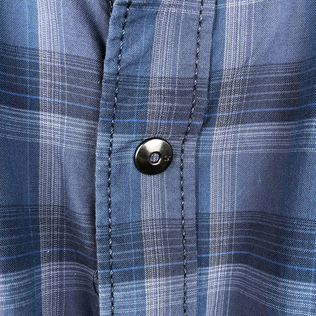Calvin Klein JEANS Short Sleeve Cotton Check Shirt Men's M Size cotton blue type Vintage Second Hand