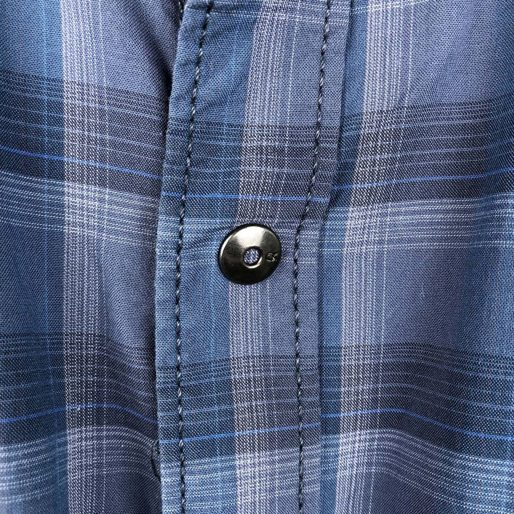 Calvin Klein JEANS Short Sleeve Cotton Check Shirt Men's M Size cotton blue type Vintage Second Hand