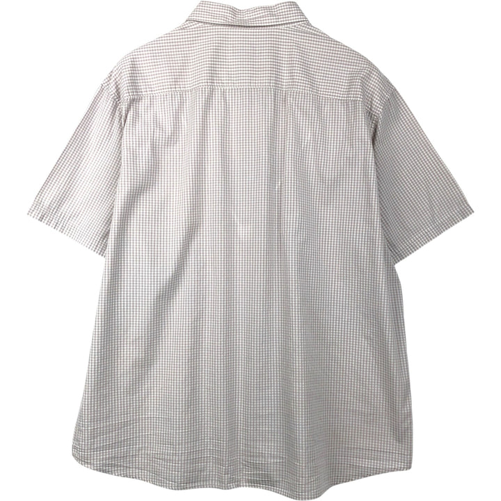 Calvin Klein gingham check short-sleeved cotton check shirt, men's size XXL equivalent. cotton Beige type Vintage Second Hand