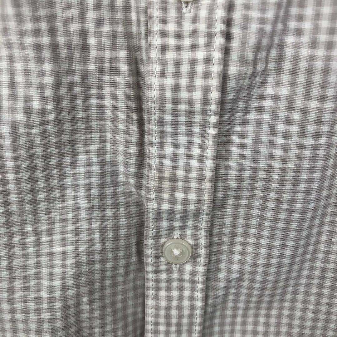 Calvin Klein gingham check short-sleeved cotton check shirt, men's size XXL equivalent. cotton Beige type Vintage Second Hand