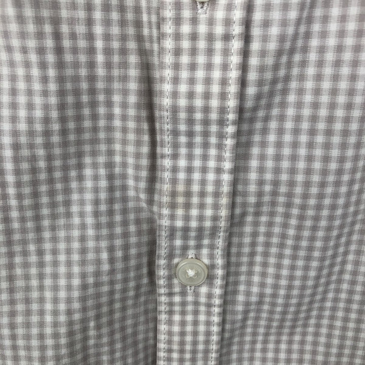 Calvin Klein gingham check short-sleeved cotton check shirt, men's size XXL equivalent. cotton Beige type Vintage Second Hand