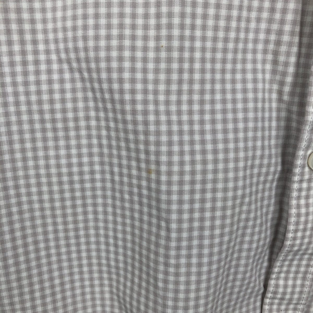 Calvin Klein gingham check short-sleeved cotton check shirt, men's size XXL equivalent. cotton Beige type Vintage Second Hand