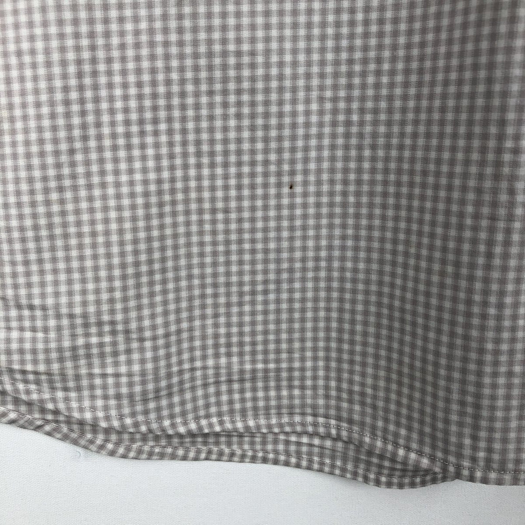 Calvin Klein gingham check short-sleeved cotton check shirt, men's size XXL equivalent. cotton Beige type Vintage Second Hand