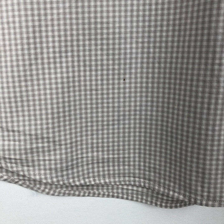 Calvin Klein gingham check short-sleeved cotton check shirt, men's size XXL equivalent. cotton Beige type Vintage Second Hand